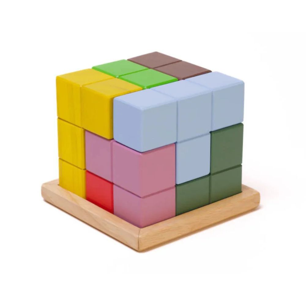 Geni Toys Wooden Challenge Cube Puzzle Blocks