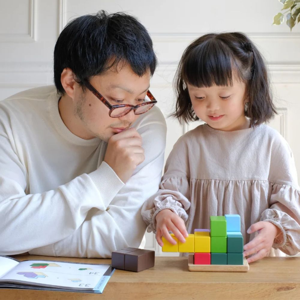 Geni Toys Wooden Challenge Cube Puzzle Blocks