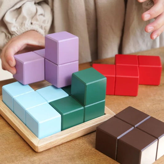 Geni Toys Wooden Challenge Cube Puzzle Blocks
