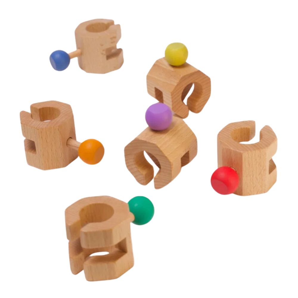 Geni Toys Wooden Connectable Chain Cobit - 6 Pieces