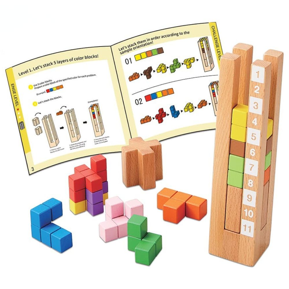 Geni Toys Wooden Packer Stacker Puzzle Blocks