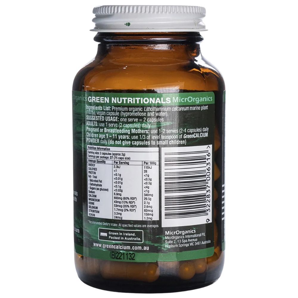 Green Nutritionals Green Calcium Vegan Capsules (60)