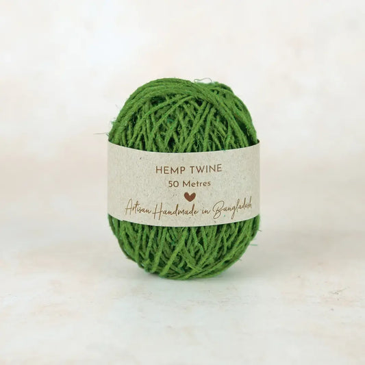 Fair Trade Handspun Hemp Twine 50m - Garden Green