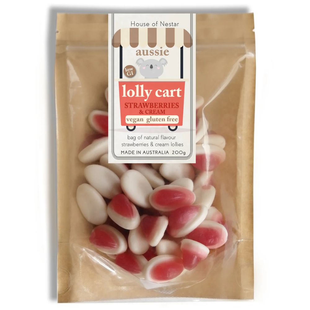 House of Nestar Vegan Gluten Free Lollies 200g - Strawberries & Cream