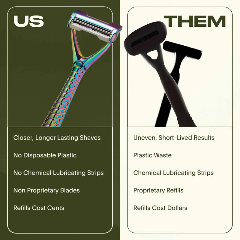 Leaf Shave 2-Blade Reusable Pivoting Safety Razor (10pk Blades)