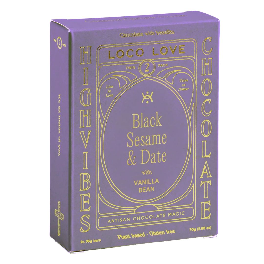 Loco Love Black Sesame & Date Vegan Chocolate - Twin Pack 70g