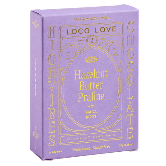 Loco Love Hazelnut Butter Praline Vegan Chocolate - Twin Pack 70g