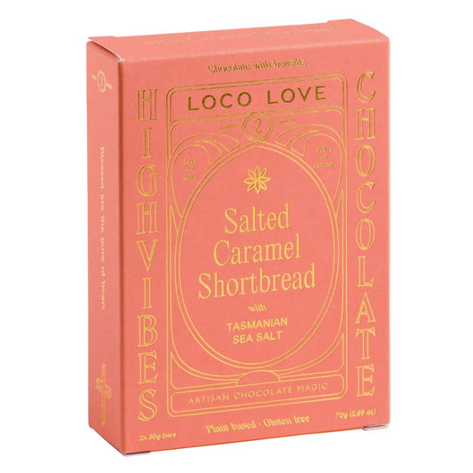 Loco Love Salted Caramel Shortbread Vegan Chocolate - Twin Pack 70g