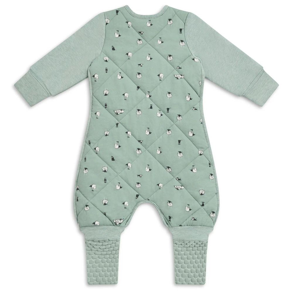 Love to Dream 2.5 Tog Quilted Organic Cotton & Merino Sleep Suit - Lamb's Best Friend (Olive)