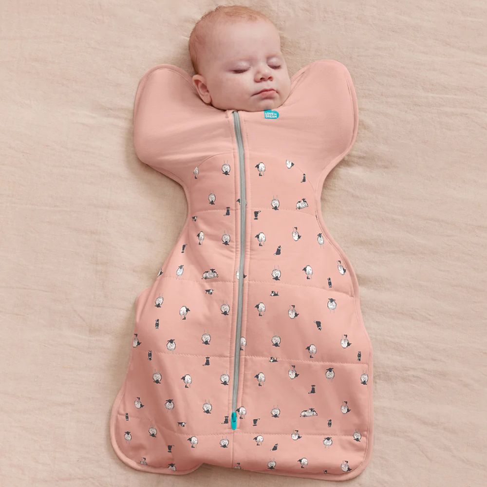 Love to Dream Swaddle Up 2.5 Tog Quilted Organic Cotton & Merino Sleeping Bag - Lamb's Best Friend (Rose)