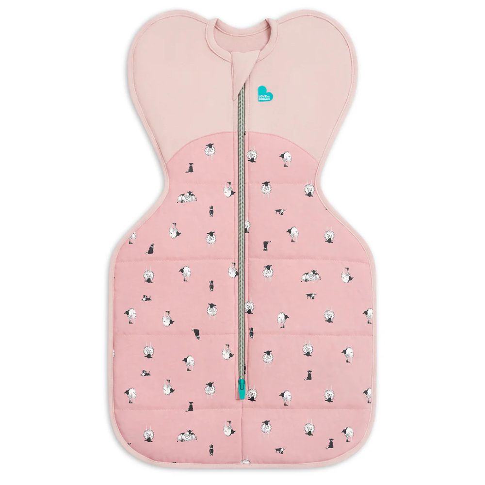 Love to Dream Swaddle Up 2.5 Tog Quilted Organic Cotton & Merino Sleeping Bag - Lamb's Best Friend (Rose)