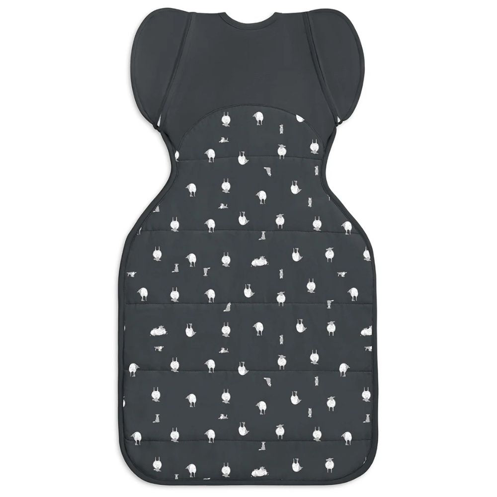 Love to Dream Swaddle Up Transition Bag 2.5 Tog Quilted Organic Cotton & Merino Sleeping Bag - Lamb's Best Friend (Charcoal)