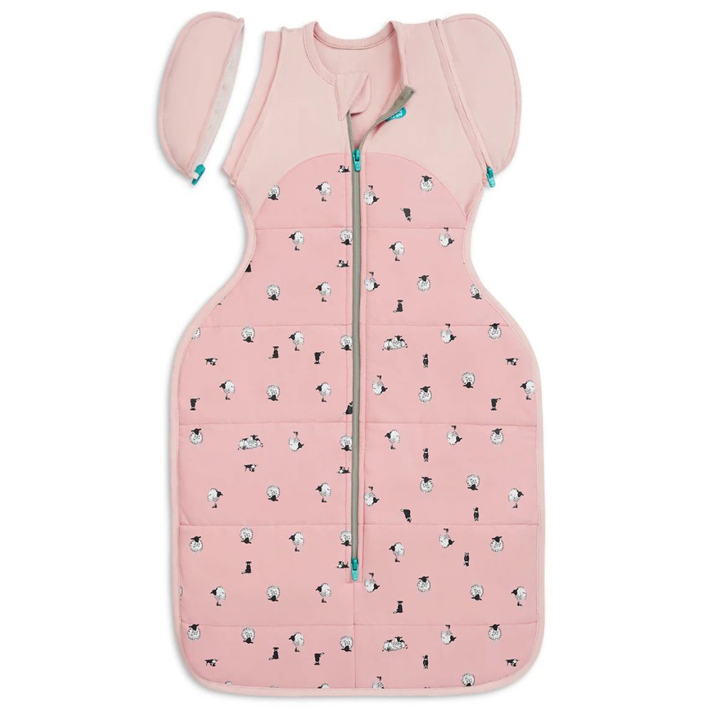 Love to Dream Swaddle Up Transition Bag 2.5 Tog Quilted Organic Cotton & Merino Sleeping Bag - Lamb's Best Friend (Rose)
