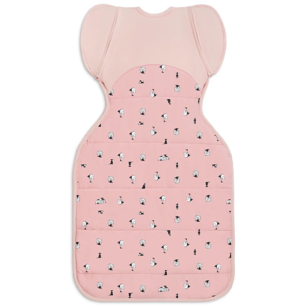 Love to Dream Swaddle Up Transition Bag 2.5 Tog Quilted Organic Cotton & Merino Sleeping Bag - Lamb's Best Friend (Rose)