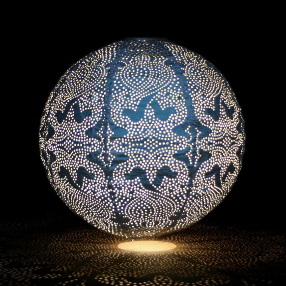 Lumina Outdoor LED Solar Lantern - Blue Globe 30cm