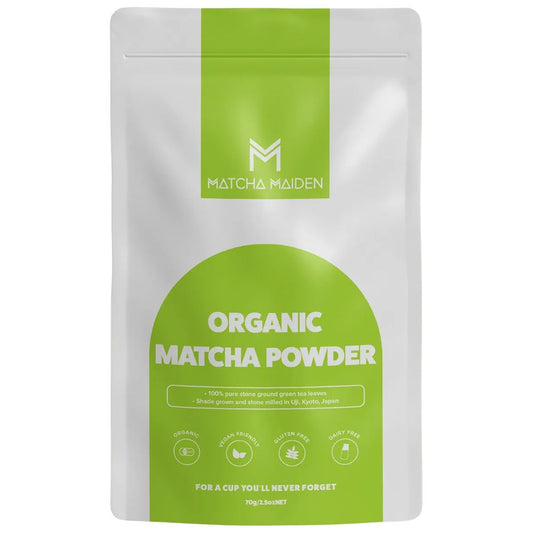Matcha Maiden Organic Matcha Tea Powder 70g - 100% Pure Stone Ground