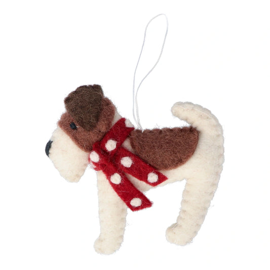 Fairtrade Felt Christmas Decoration - Fox Terrier