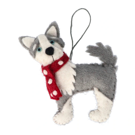 Fairtrade Felt Christmas Decoration - Malamute/Husky
