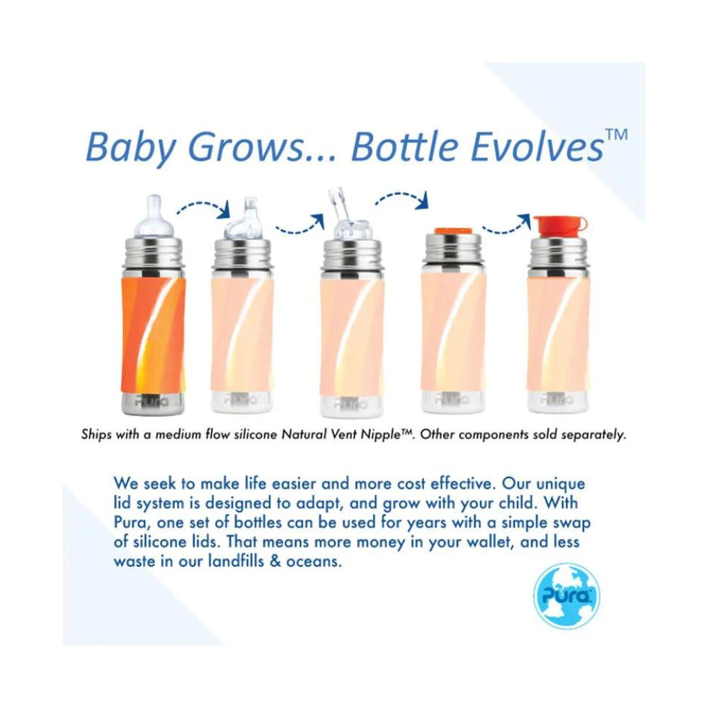 Pura Kiki Stainless Steel Infant Bottle 325ml - Fox
