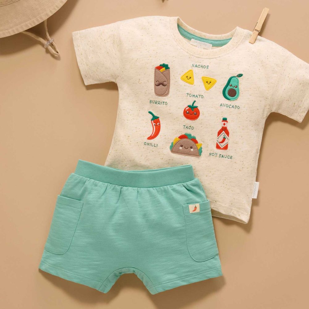 Purebaby 2 Piece Set Tee and Short - Bocadillo