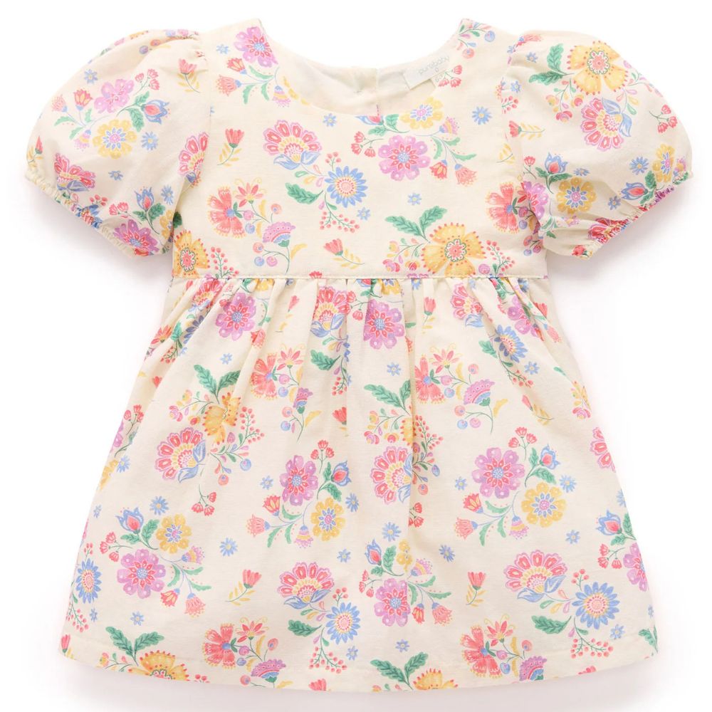 Purebaby Linen Blend Dress - Mexican Floral