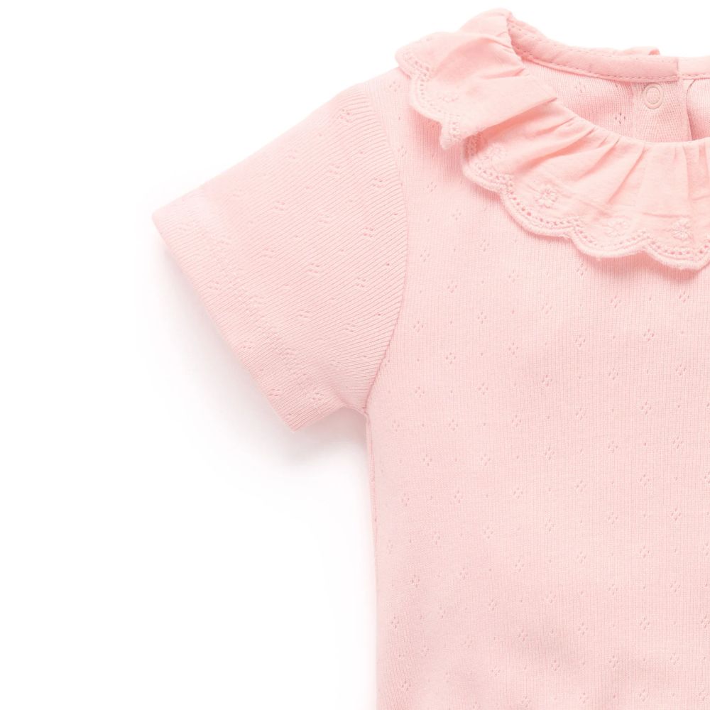 Purebaby Pointelle Ruffle Bodysuit - Guava