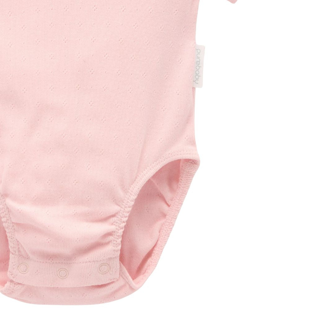Purebaby Pointelle Ruffle Bodysuit - Guava