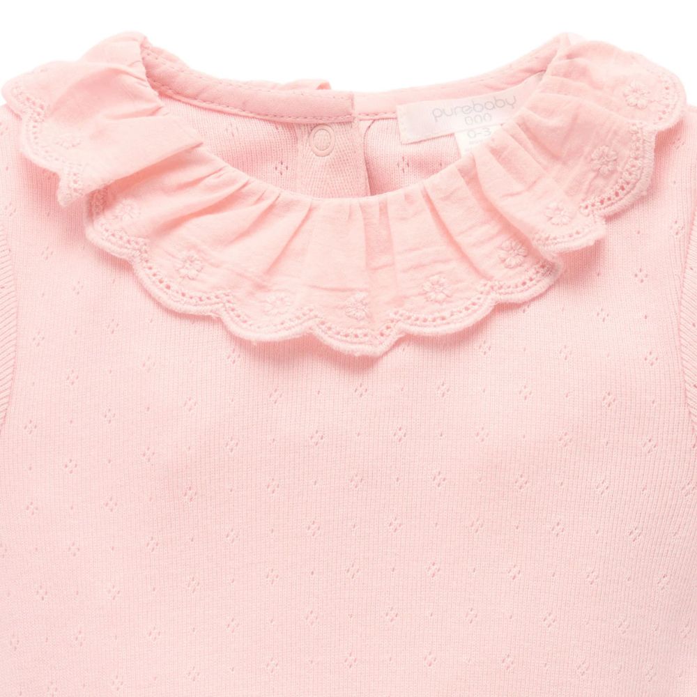 Purebaby Pointelle Ruffle Bodysuit - Guava