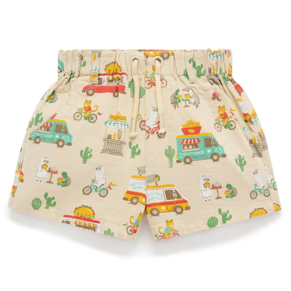 Purebaby Pull On Printed Short - Taco Truck
