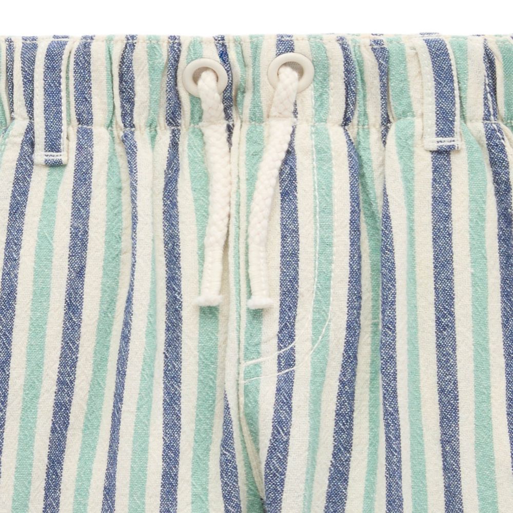 Purebaby Pull On Striped Short - Iguana Stripe