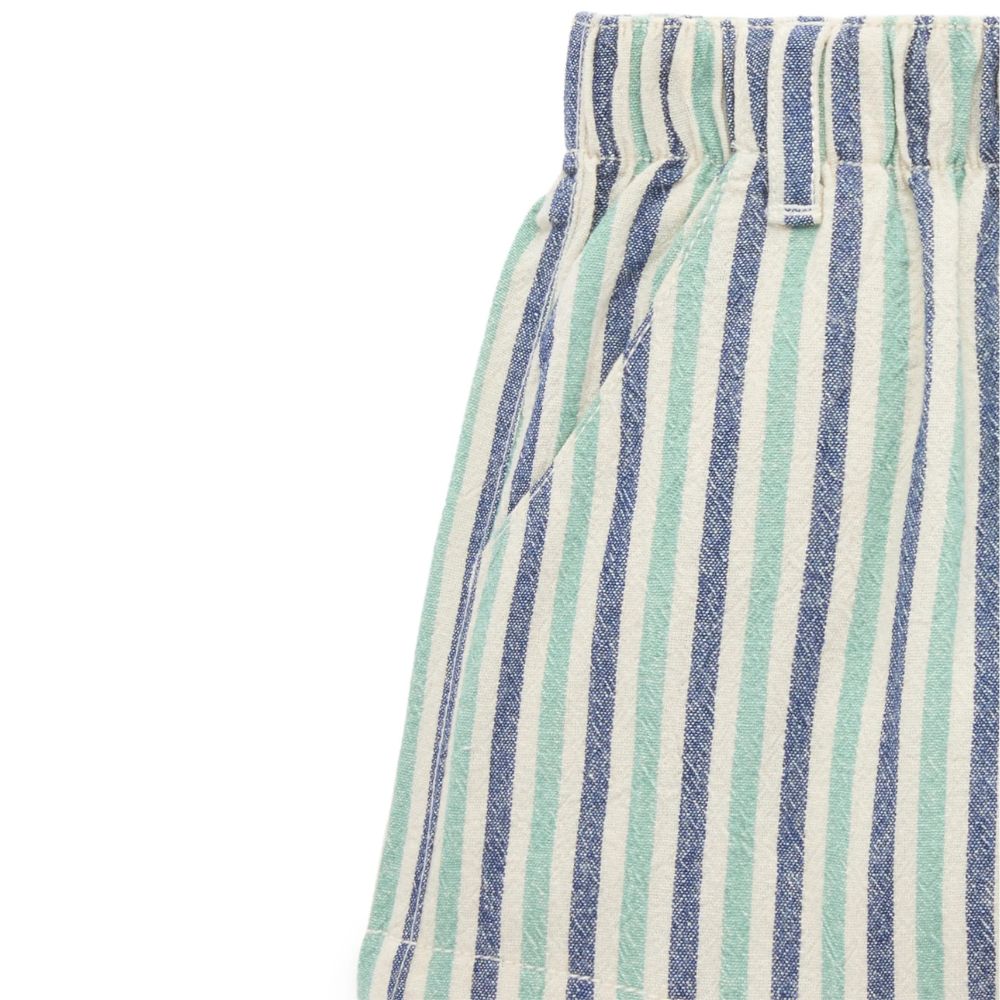 Purebaby Pull On Striped Short - Iguana Stripe