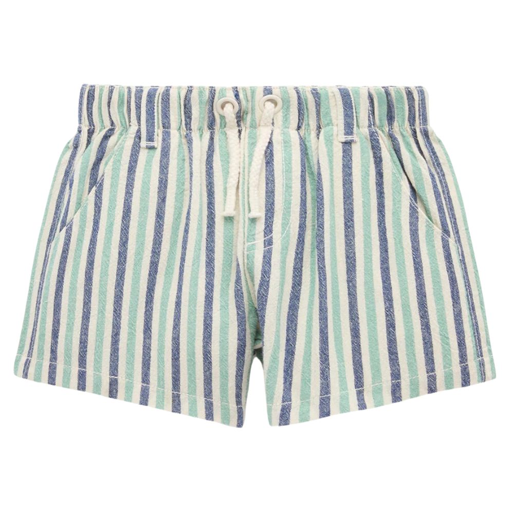 Purebaby Pull On Striped Short - Iguana Stripe