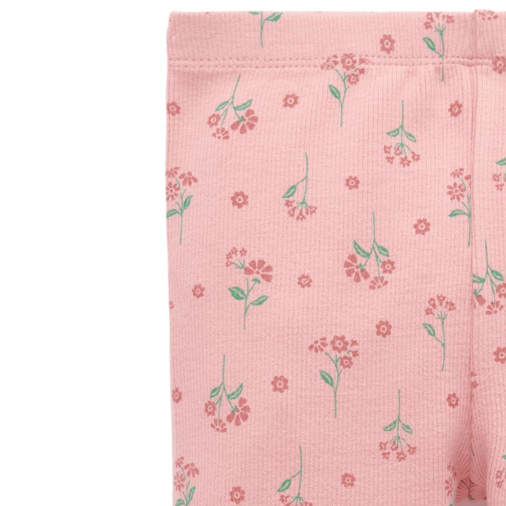 Purebaby Thick Rib Leggings - Blush Woodland Flower