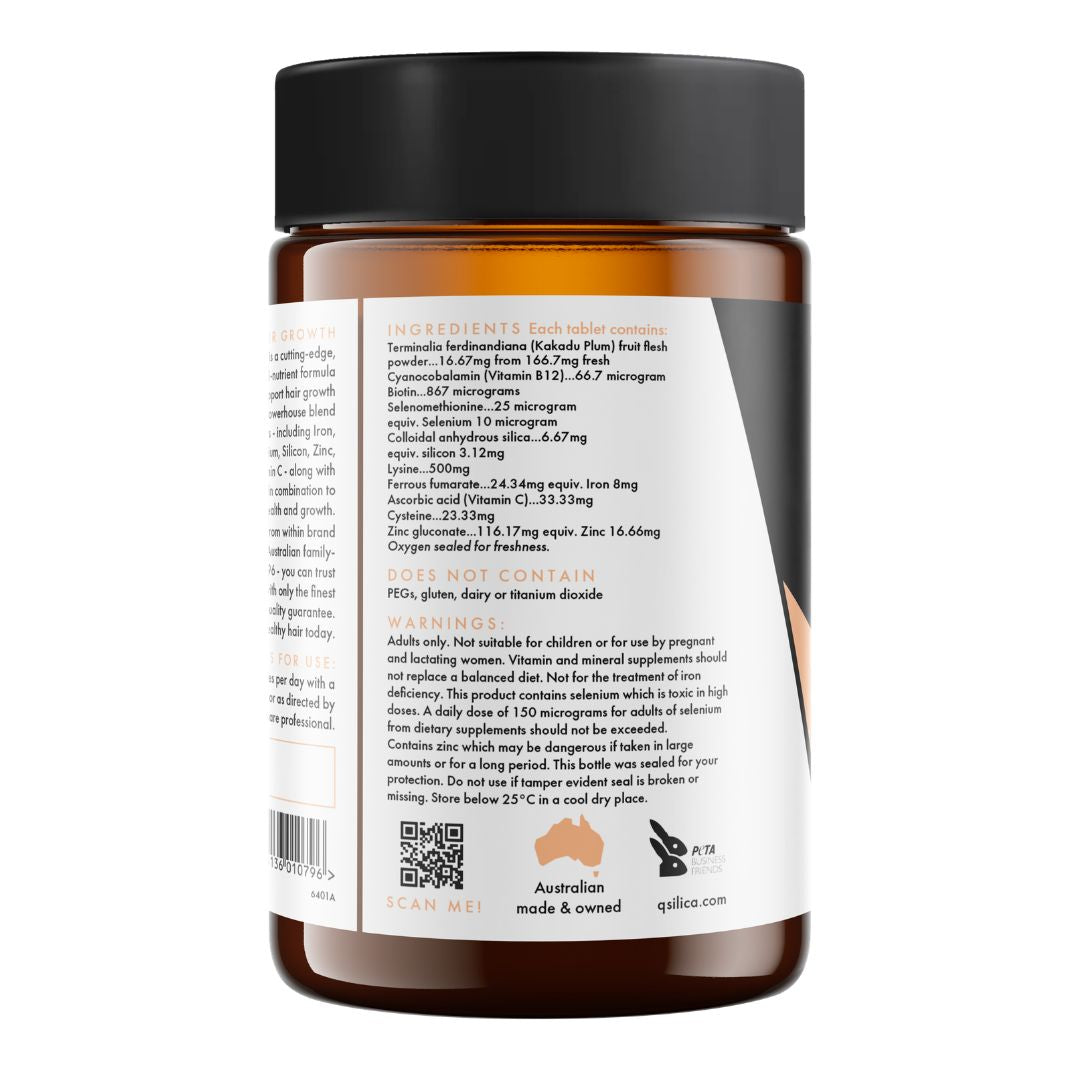 Qsilica Vegan Hair Growth Multi-Nutrient Complex (90 Tablets)