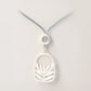 Rancho Necklace Silver Leucadendron Hollow Oval on Grey Cord