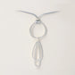 Rancho Necklace Silver Loopy Pendant Silver Flat Ring on Grey Cord
