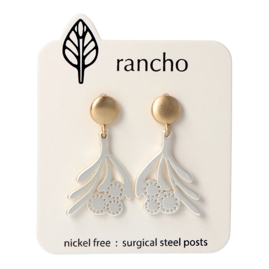 Rancho Stud Earrings Silver Wattle + Gold Round