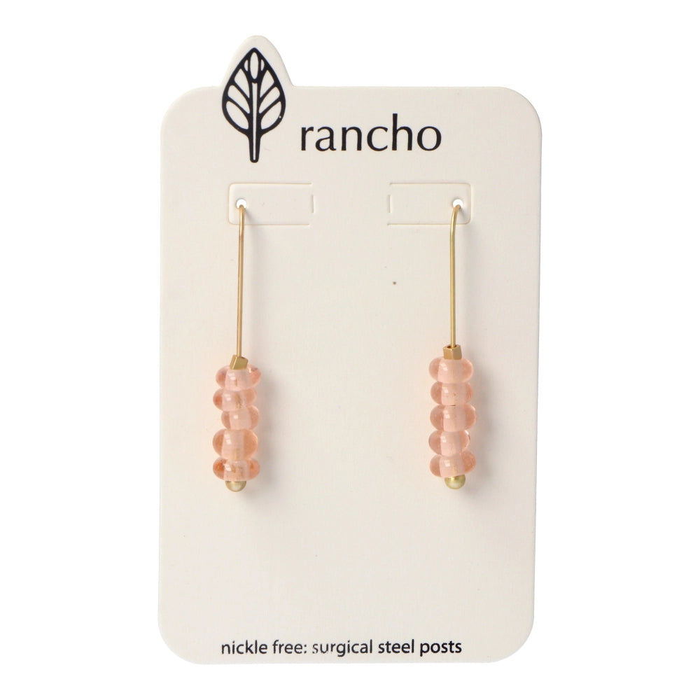Rancho Hooks - Gold Straight Hook Pink Glass Beads Stacked