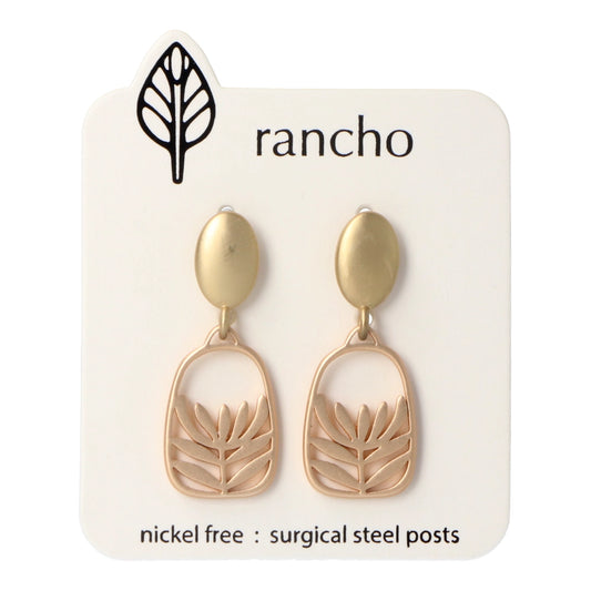 Rancho Stud Earrings Gold - Leucadendron on Oval