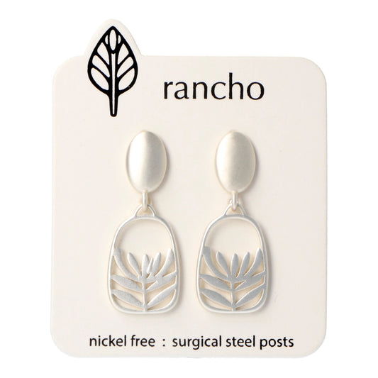 Rancho Stud Earrings Silver - Leucadendron on Oval