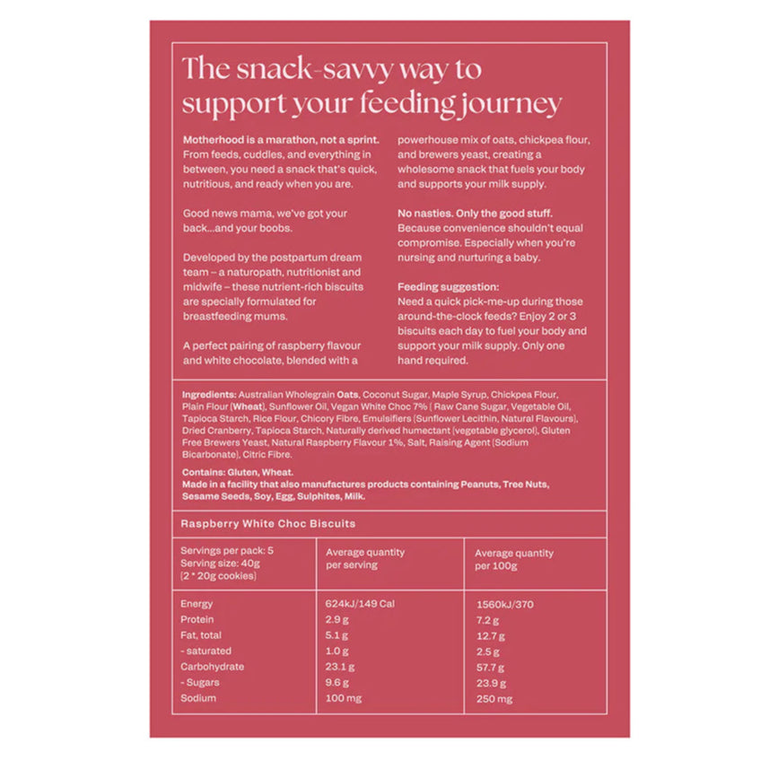 Franjos Kitchen Lactation Cookies Mama Biscuits - Raspberry & White Chocolate (New Chewy Formula)