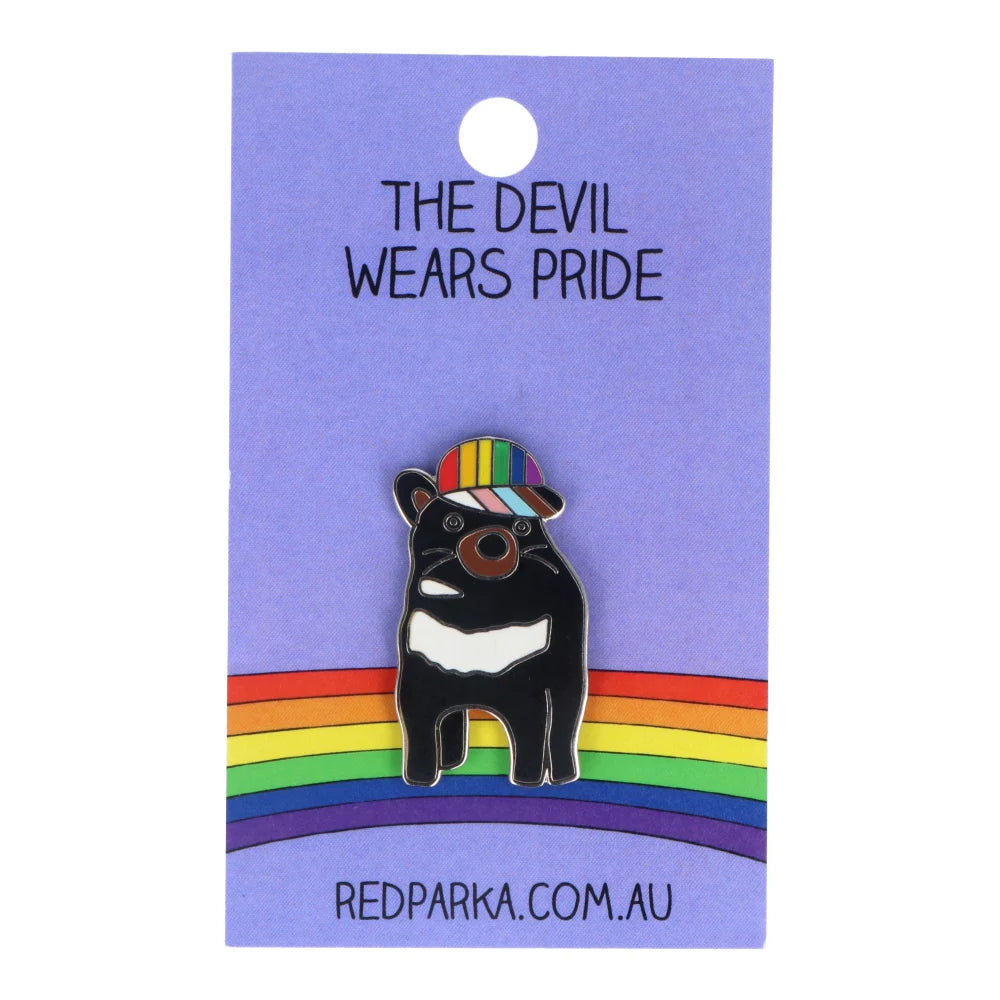 Red Parka Enamel Pin - Pride Tasmanian Devil