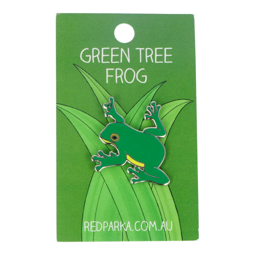 Red Parka Enamel Pin - Green Tree Frog