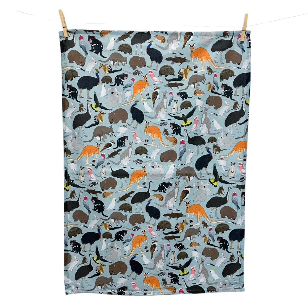 Red Parka Tea Towel Australian Animals