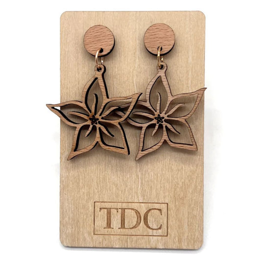 Samantha Abbot TDC Wooden Drop Earrings - Floral