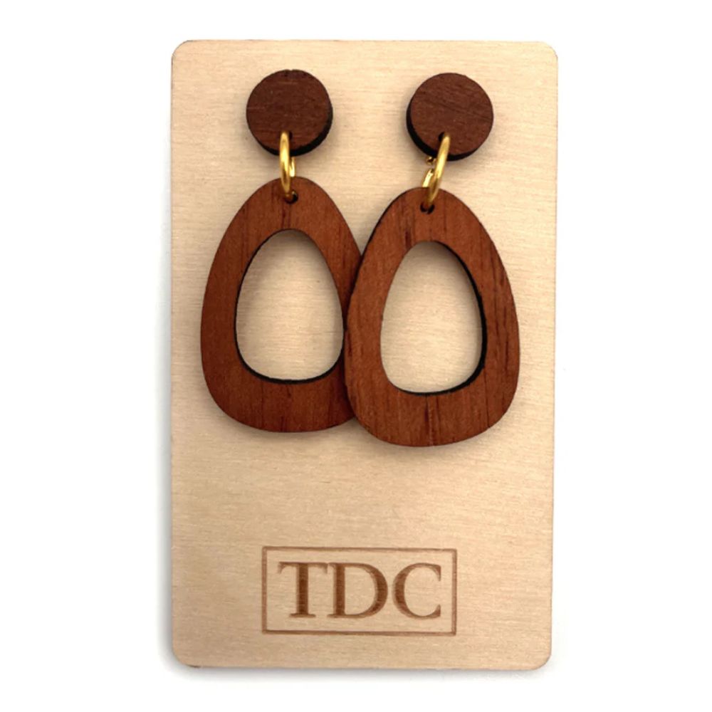 Samantha Abbott TDC Wooden Drop Earrings - Oval