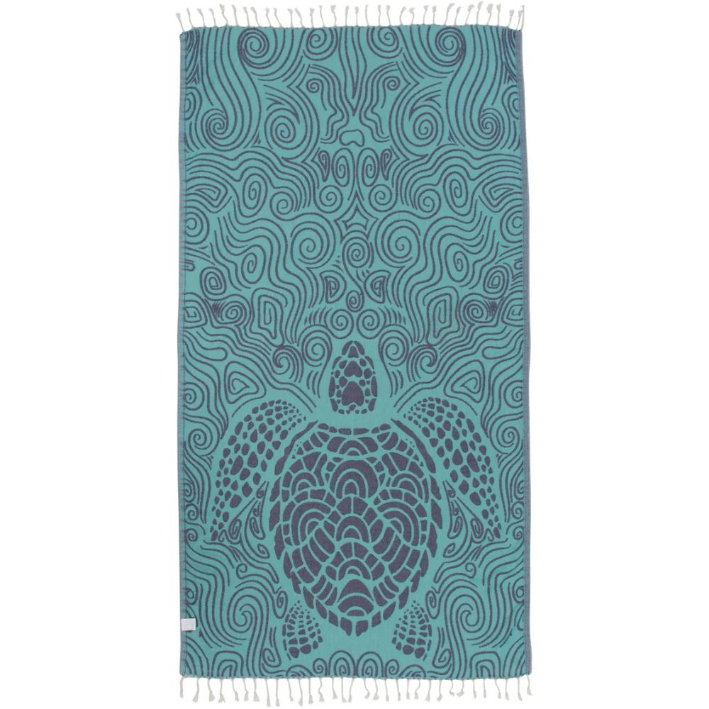 Sand Cloud Organic Cotton Beach Towel - Turtle Mint Swirl (93cm x 170cm)