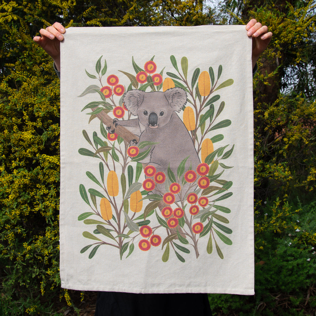 Earth Greetings Organic Cotton Tea Towel - Koala Country