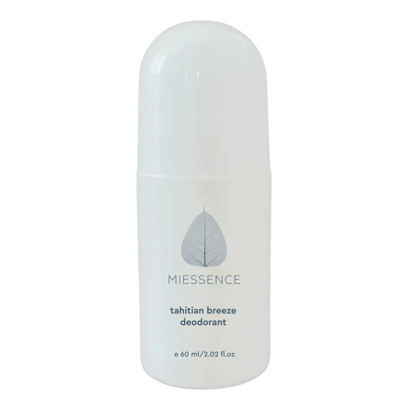 White deodorant bottle with 'Miesssence' branding on a white background