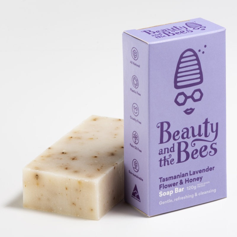 Beauty & the Bees Real Soap Bar 120g - Tasmanian Lavender & Honey
